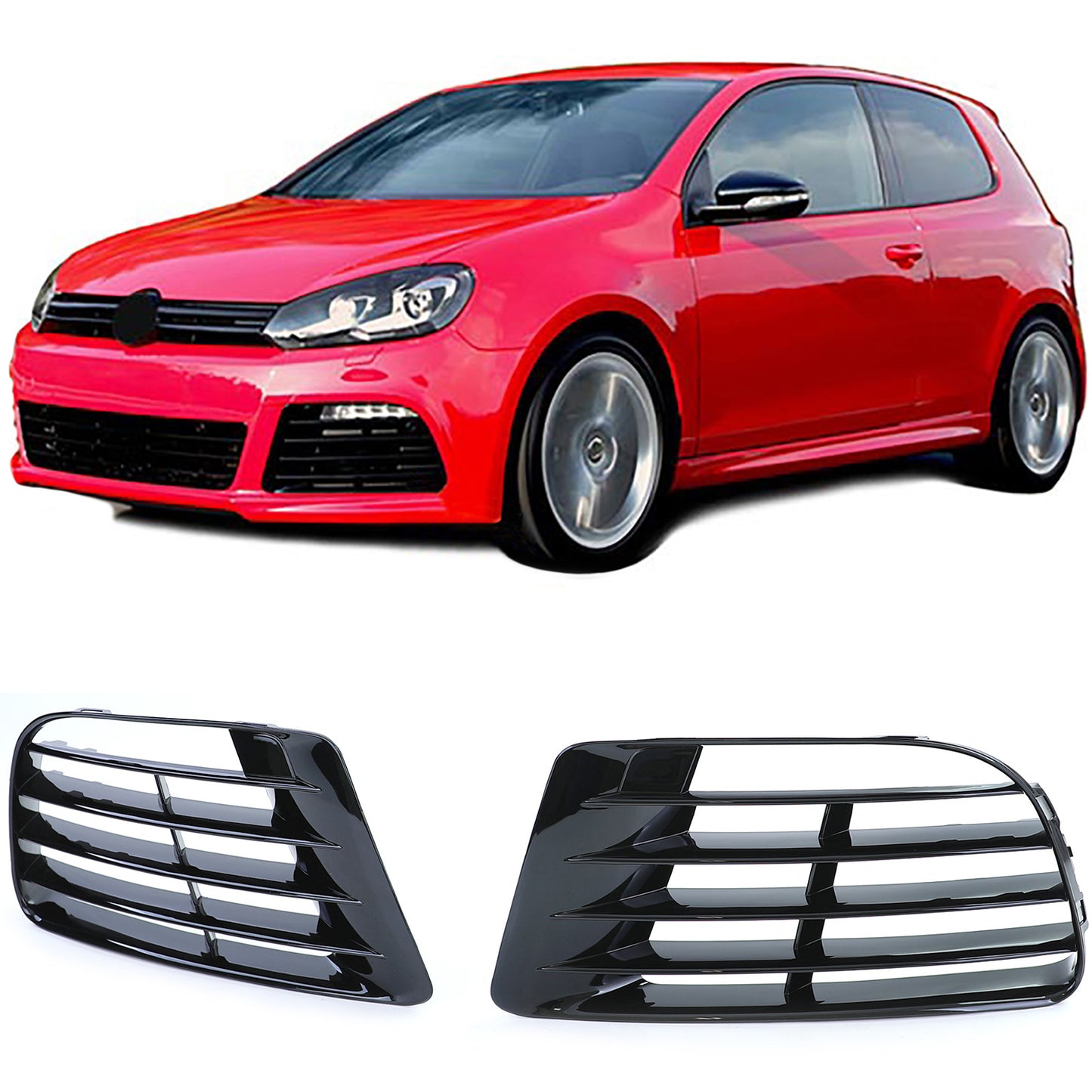 VW Golf 6 5K1 09-13 Copertura griglia di ventilazione nera per coppia paraurti R20