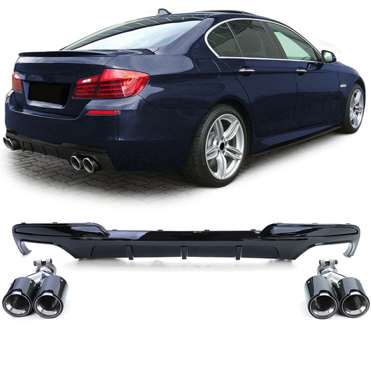 BMW F10 F11 535i 535d Diffusore posteriore lucido + terminali di scarico Marmitte in carbonio