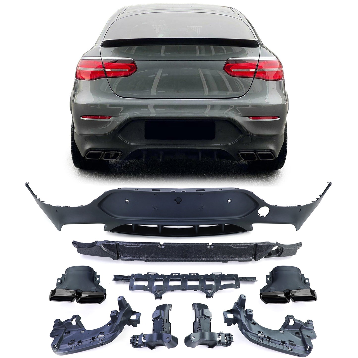 Mercedes GLC Coupe C253 16-19 Diffusore posteriore sportivo con terminali di scarico GLC 63 AMG