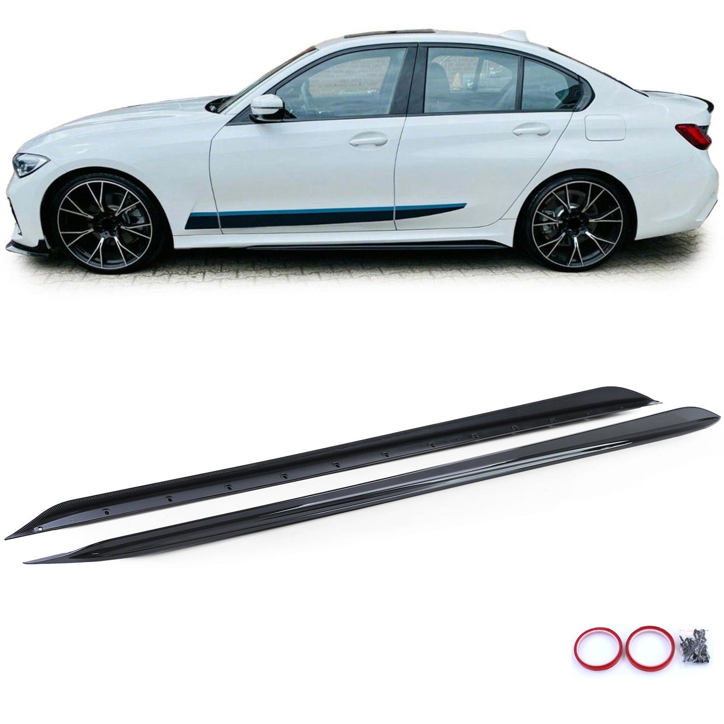 BMW serie 3 G20 G21 dal 18 Attacco minigonne laterali nero lucido