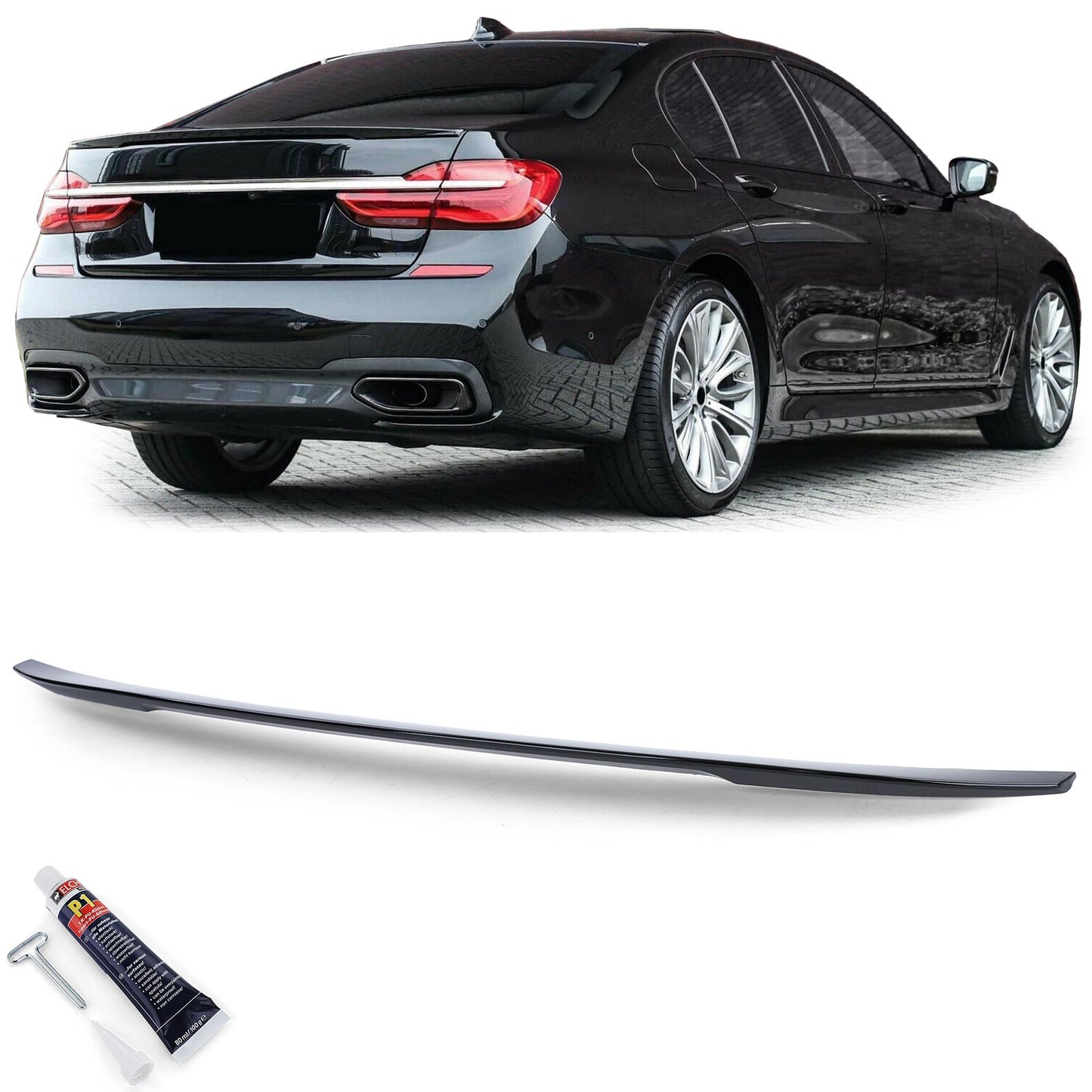 BMW Serie 7 G11 G12 14-17 Spoiler posteriore sportivo nero lucido