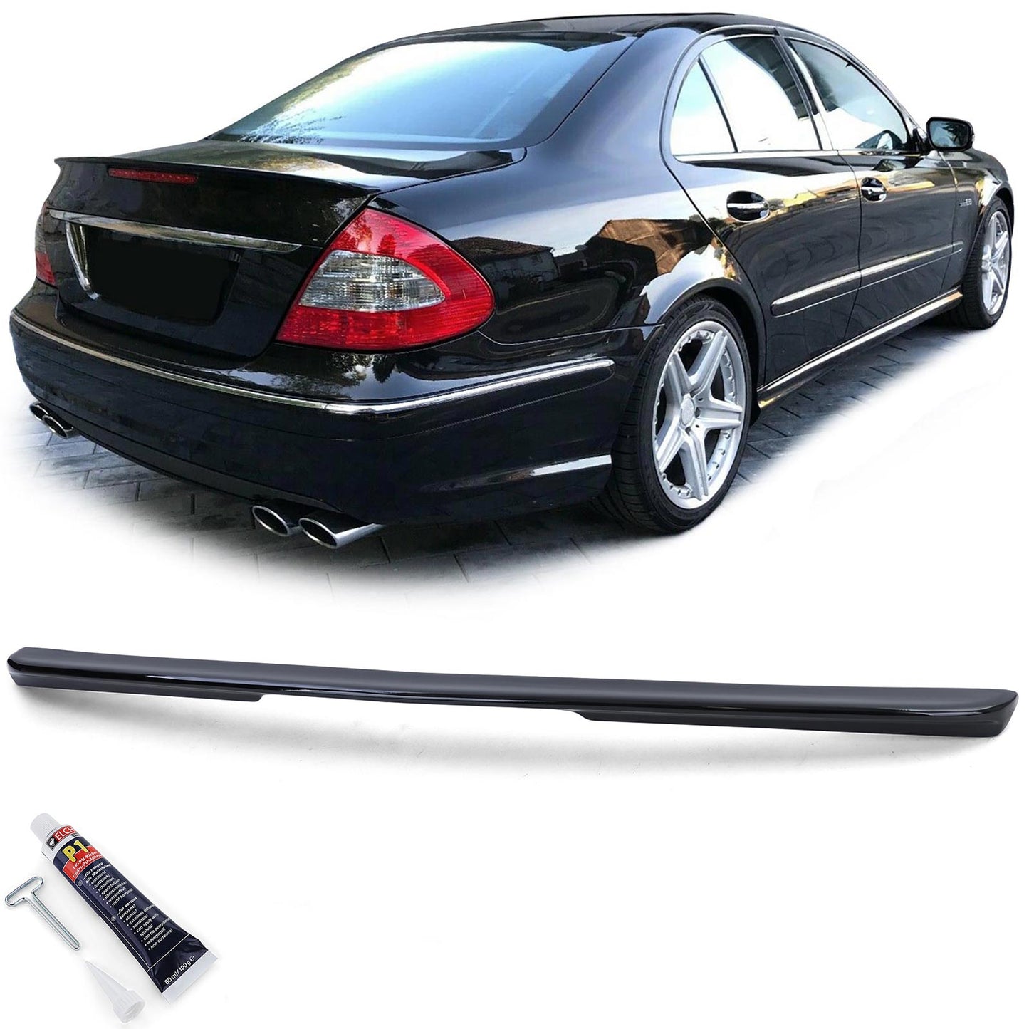 Mercedes E W211 Berlina 03-08 Spoiler posteriore sportivo nero lucido