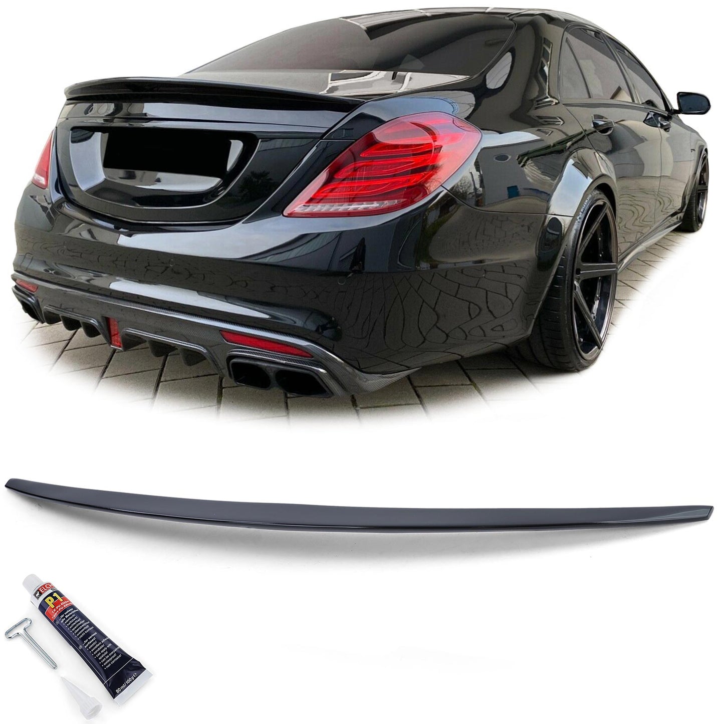Mercedes classe S W222 13-20 Spoiler posteriore sportivo nero lucido