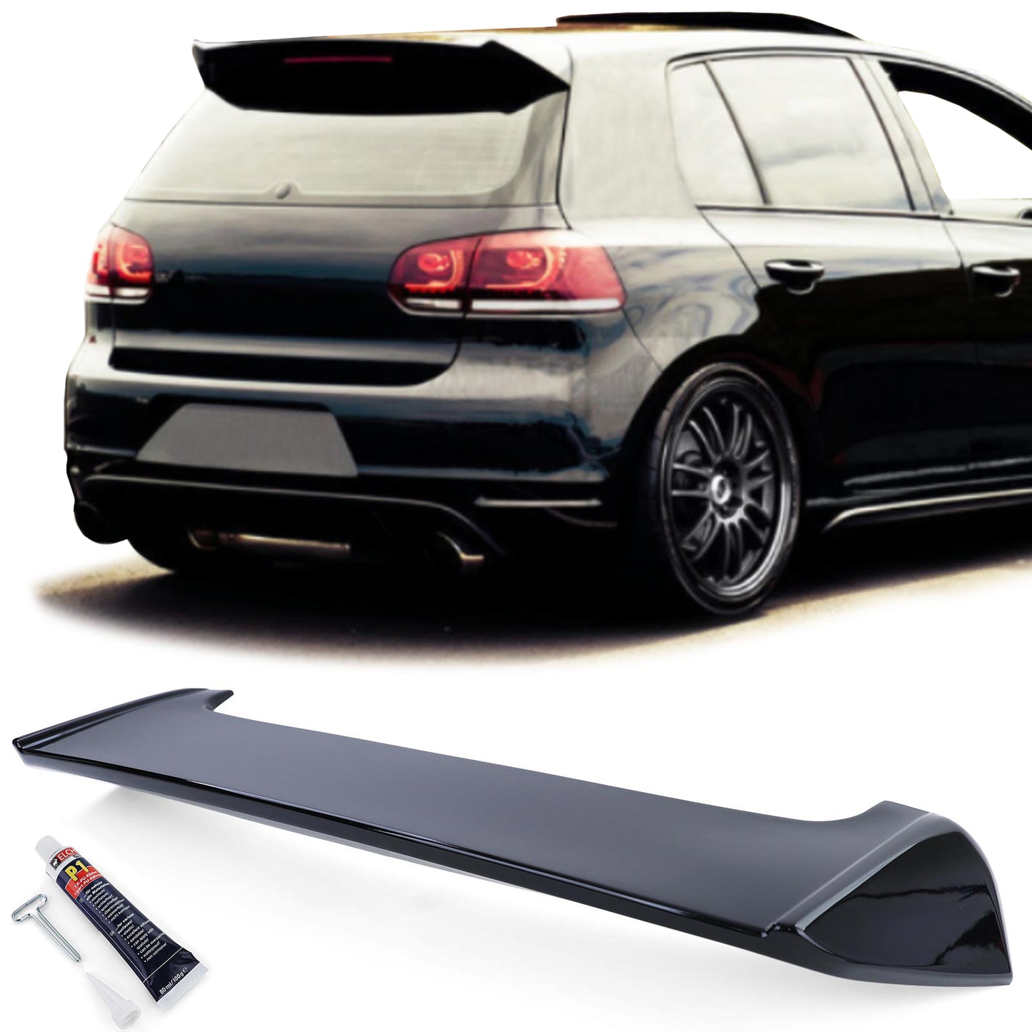 VW Golf 6 GTI Berlina 09-13 Spoiler posteriore spoiler sul bordo del tetto nero lucido