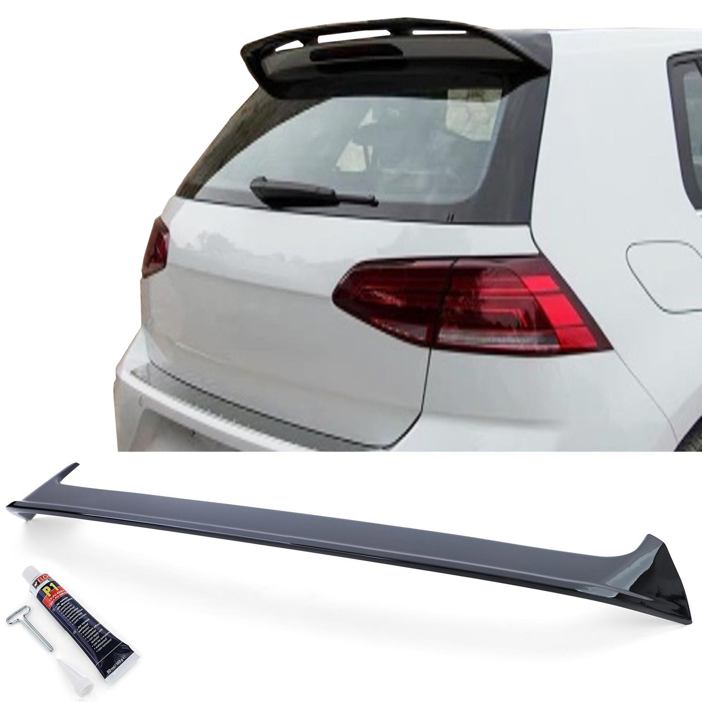 VW Golf 7 Berlina 13-20 Spoiler posteriore spoiler sul bordo del tetto nero lucido