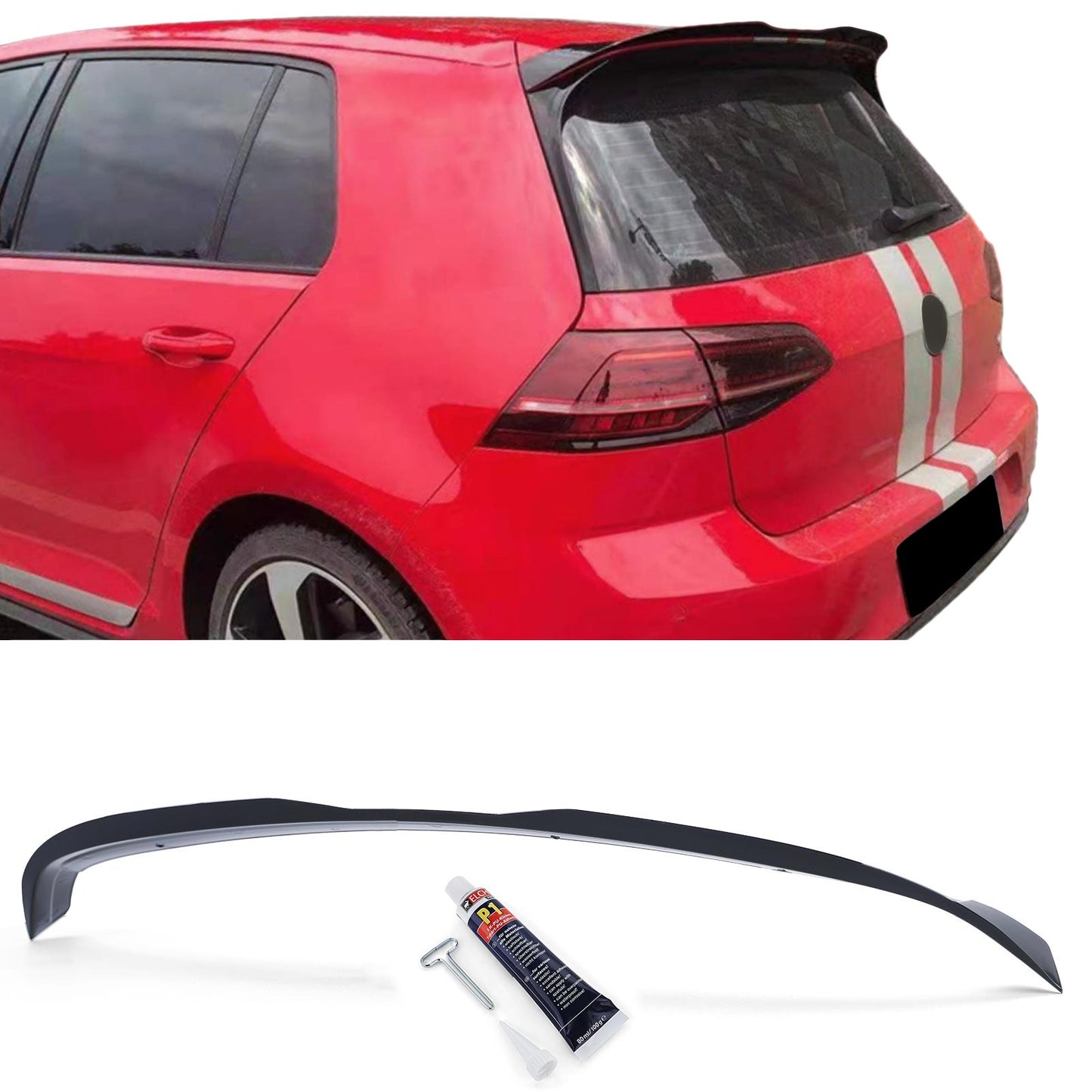VW Golf 7 GTI Berlina 13-20 Spoiler posteriore spoiler sul bordo del tetto nero lucido