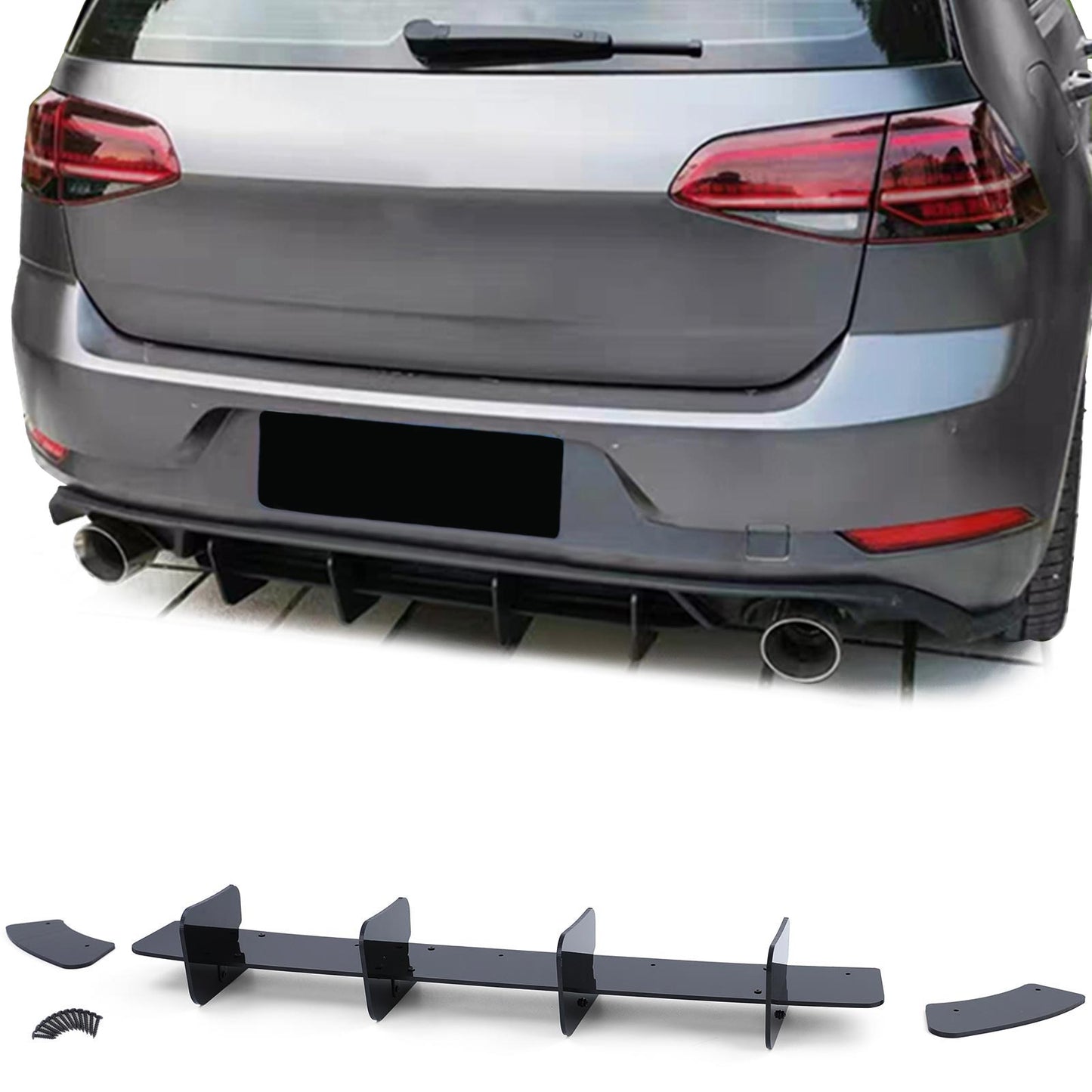 VW Golf 7 GTI Berlina 13-20 Splitter inserto diffusore posteriore nero lucido