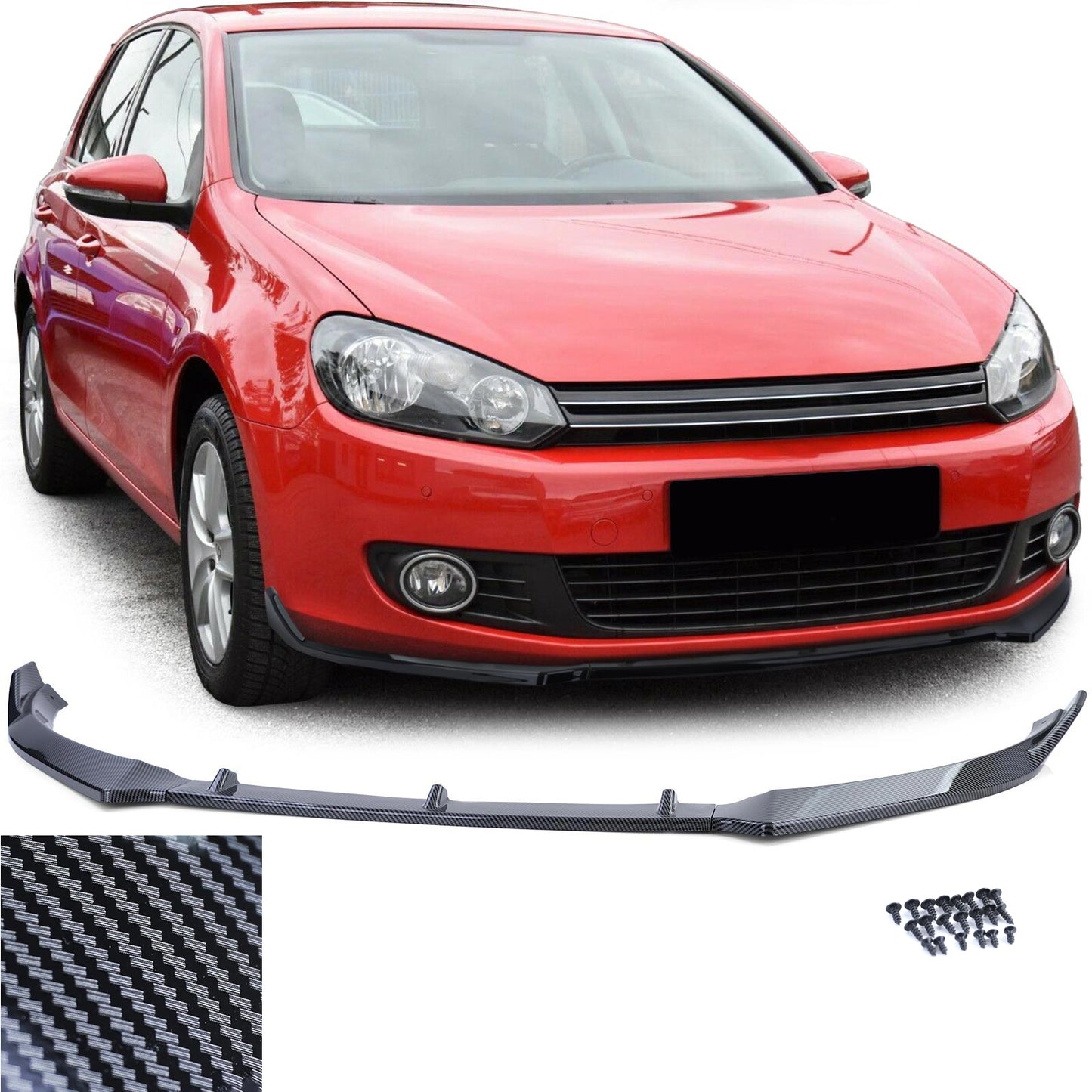 VW Golf 6 5K1 08-12 Spoiler anteriore Cup Lip Sport Carbon Look