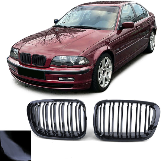 BMW Serie 3 E46 98-01 Griglia radiatore sportiva doppia barra Performance lucida