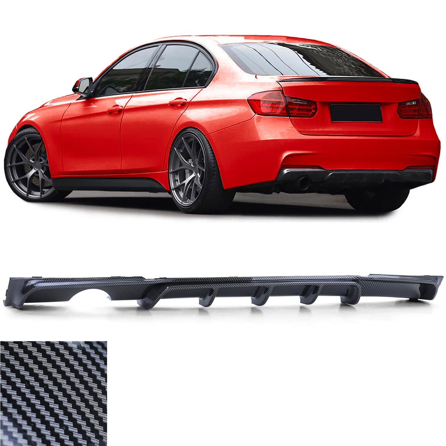 BMW Serie 3 F30 F31 316 318 320 Diffusore posteriore Performance carbon look