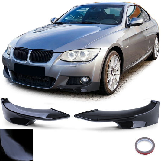 BMW Serie 3 E92 E93 10-13 Splitter angoli spoiler anteriore nero lucido