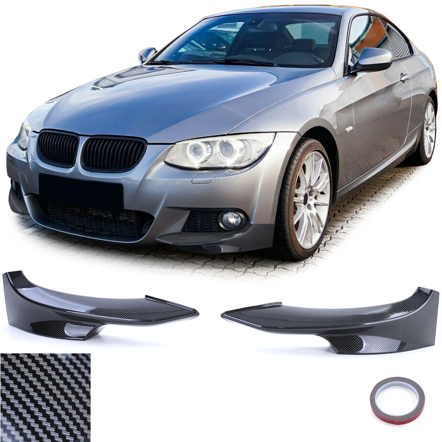 BMW serie 3 E92 E93 10-13 Spoiler anteriore spoiler angolare performance carbonio