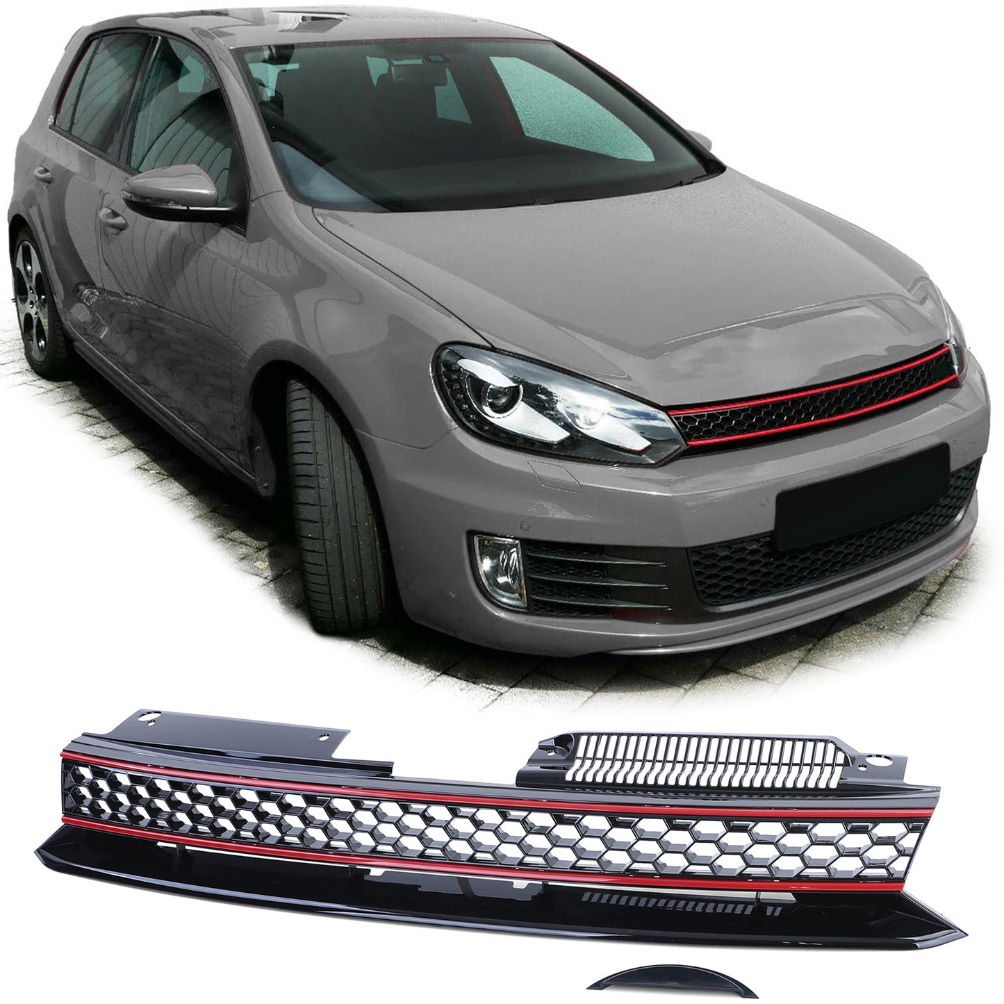 VW Golf 6 anche GTI 08-13 Griglia sportiva senza emblema nero rosso