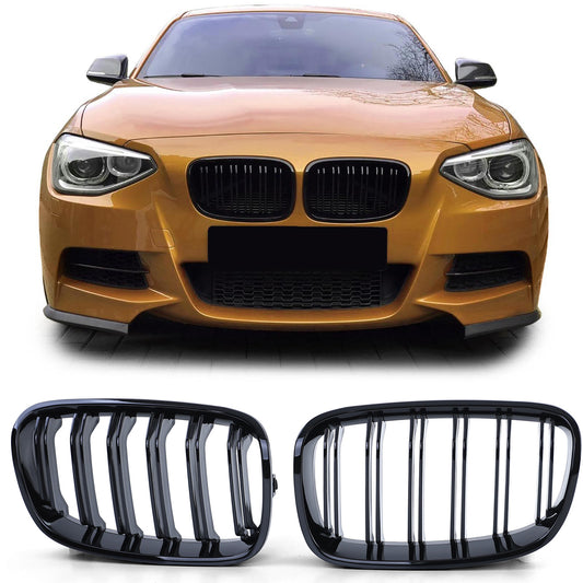 BMW Serie 1 F20 F21 10-14 Griglia radiatore sportiva doppia barra Performance lucida