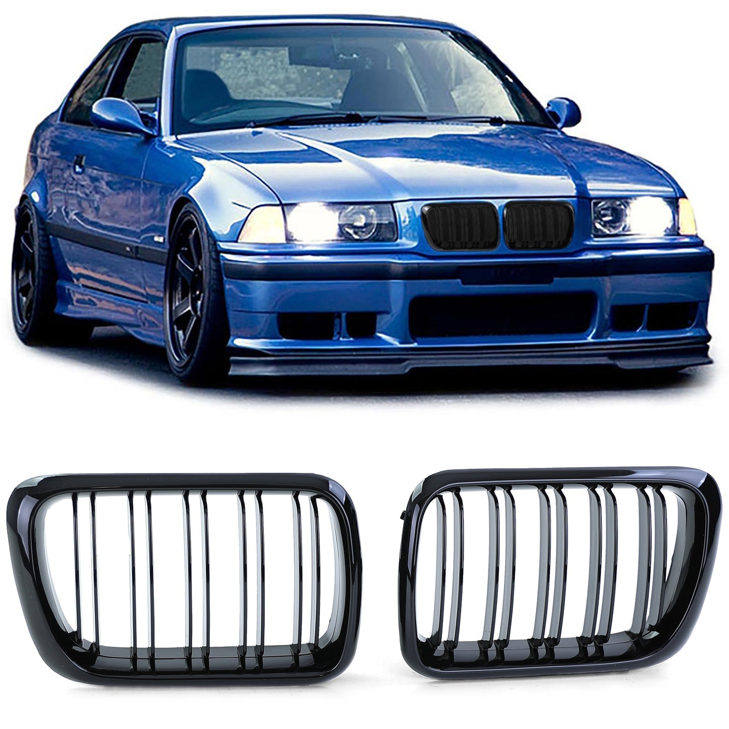 BMW serie 3 E36 96-99 Griglia del radiatore sportiva a doppia barra lucida