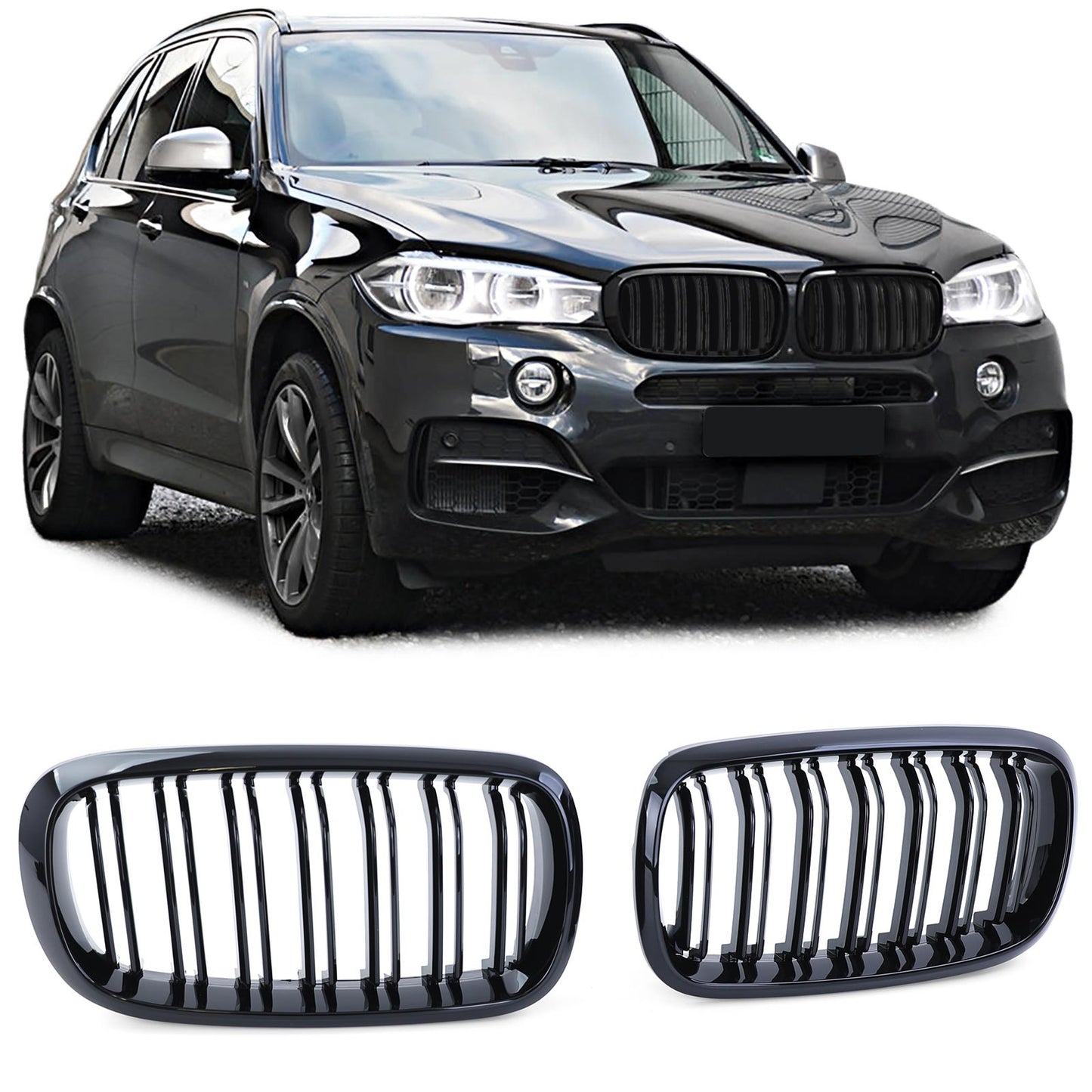 BMW X5 F15 X6 F16 Griglia radiatore sportiva doppia barra Performance Lucida