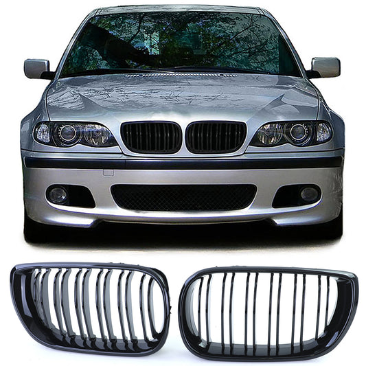 BMW Serie 3 E46 01-05 Griglia sportiva a doppia barra Performance Lucida