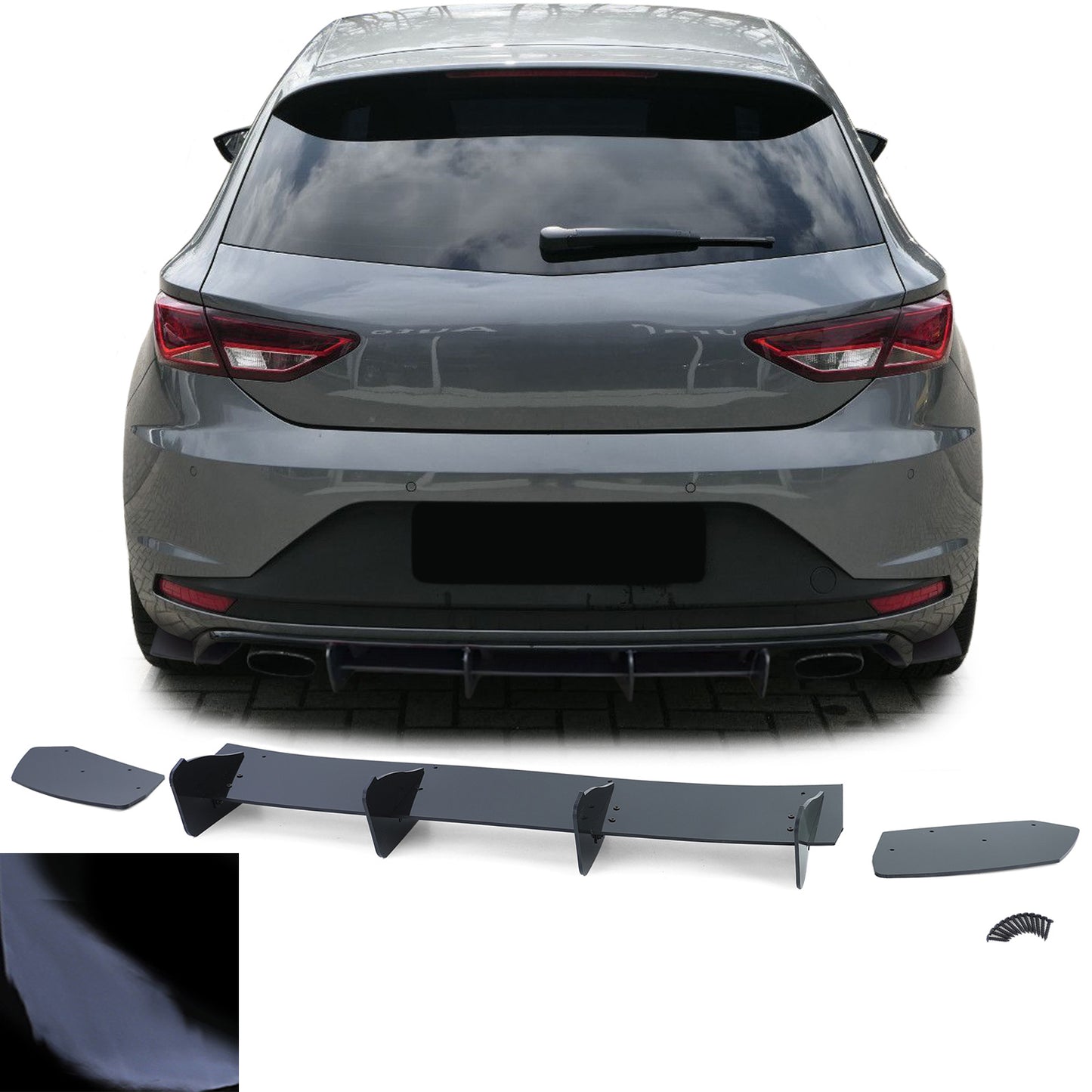 Seat Leon 3 5F Cupra 12-16 Inserto diffusore posteriore sportivo splitter nero lucido
