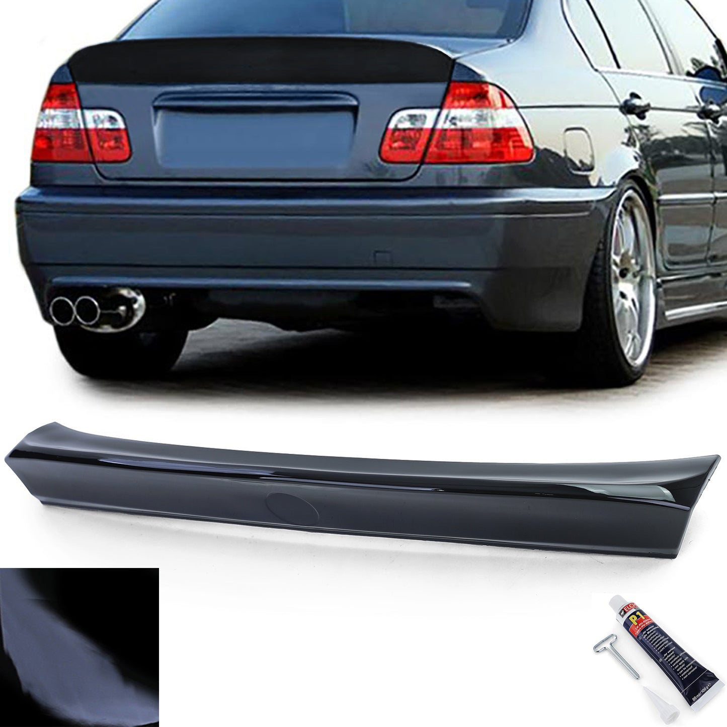 BMW serie 3 E46 berlina 98-05 Spoiler posteriore Ducktail CSL nero lucido