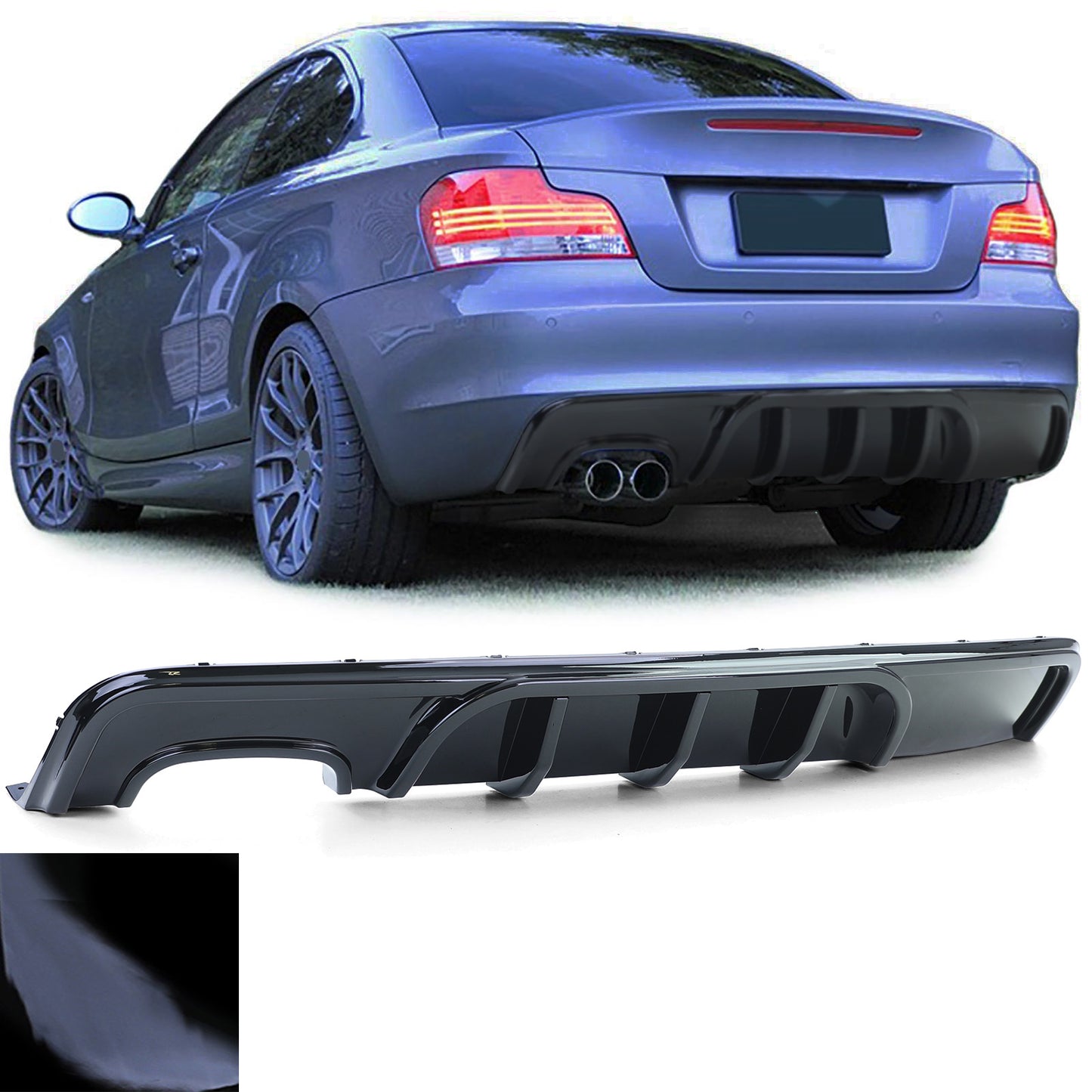 BMW Serie 1 E82 E88 07-13 Diffusore posteriore sportivo nero lucido