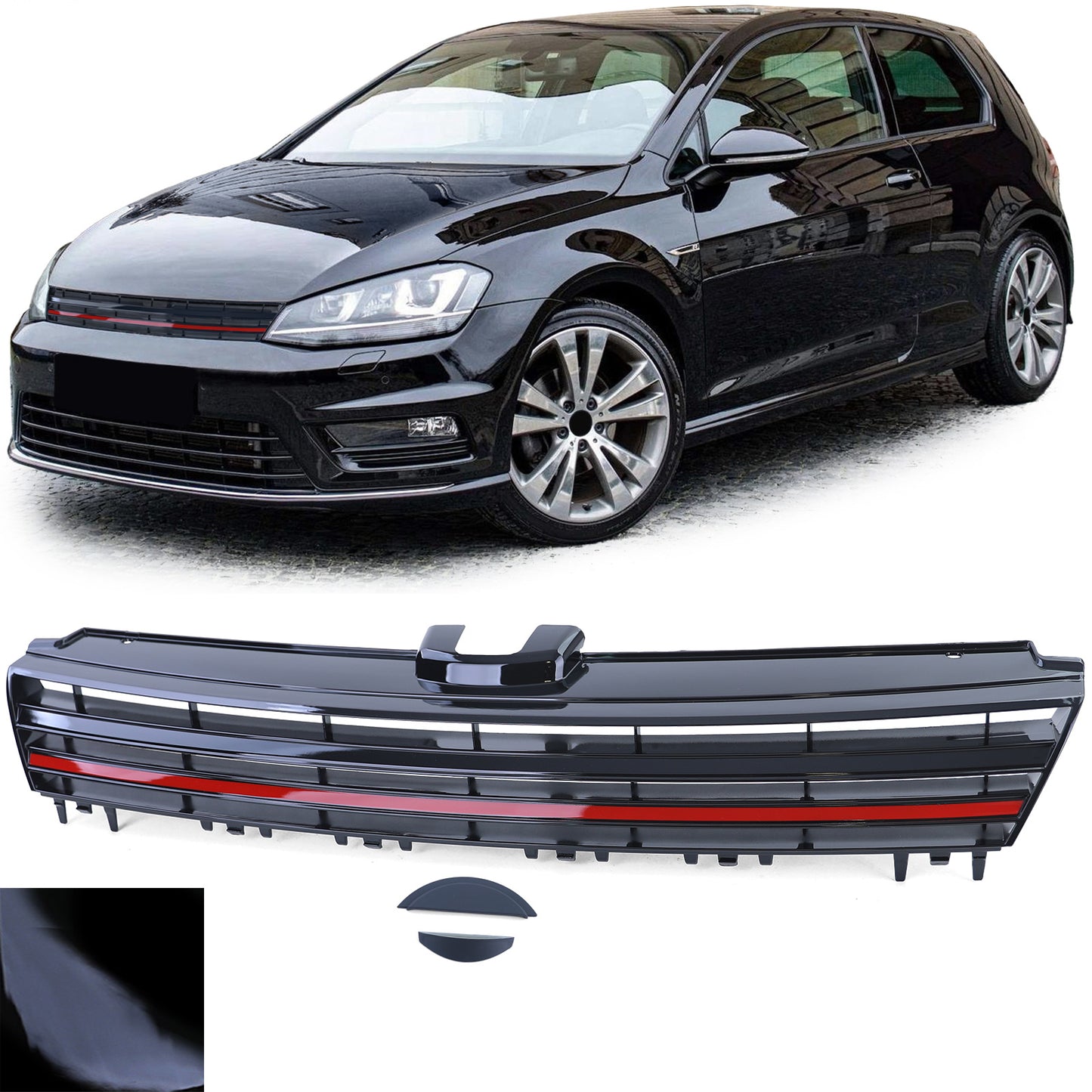 VW Golf 7 12-17 Griglia radiatore sportiva senza emblema nero lucido