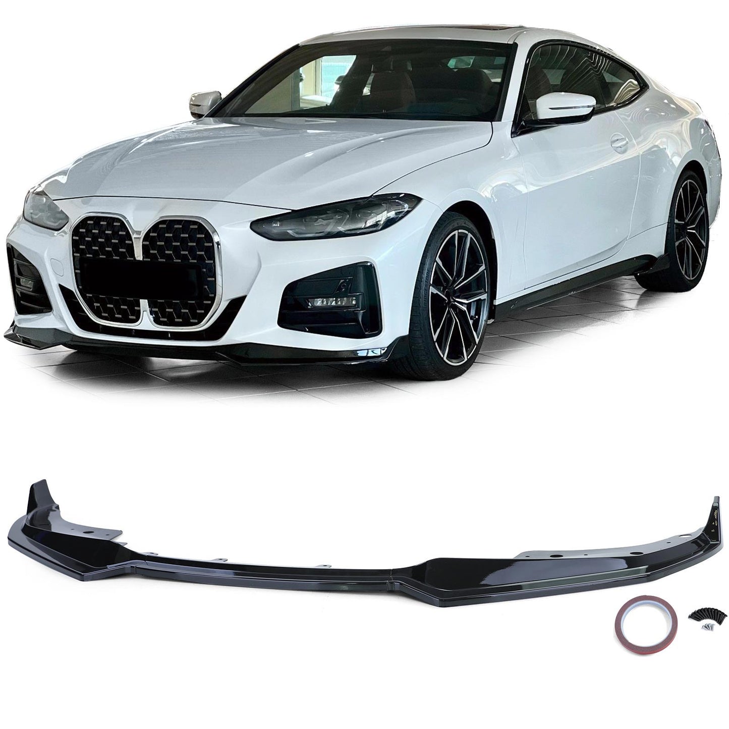 Spoiler anteriore lip performance nero lucido adatto per BMW Serie 4 G22 G23 G26 da 20