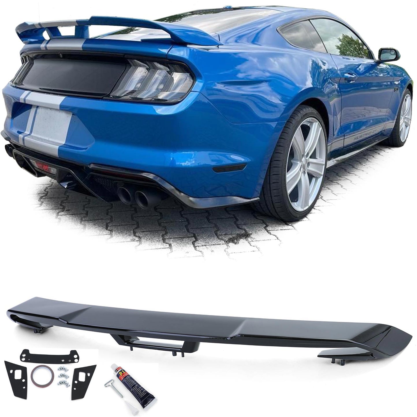 Spoiler posteriore sportivo alettone Performance 500 nero per Ford Mustang Coupe 14-20