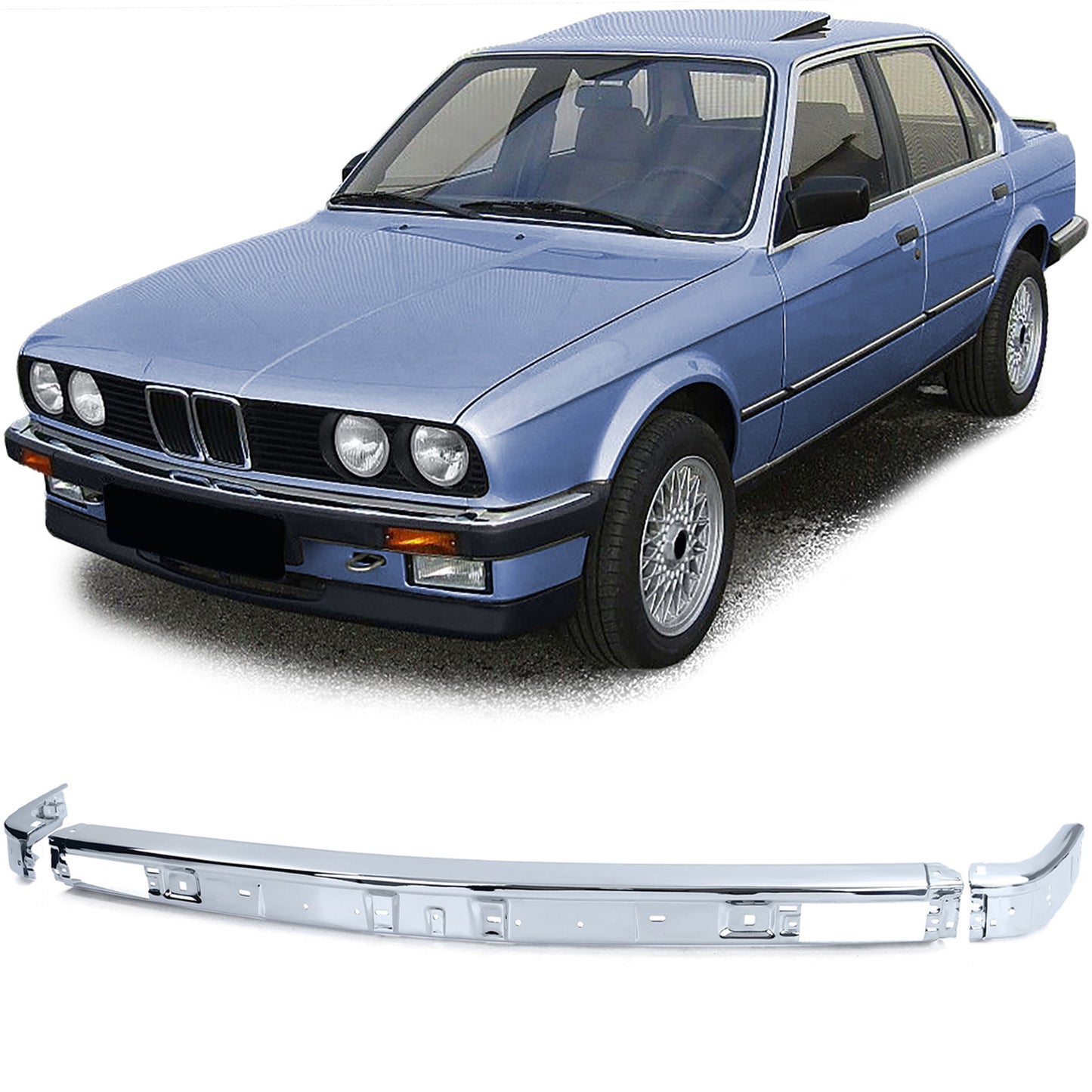 BMW Serie 3 E30 82-87 anteriore cromato set destro sinistro centrale