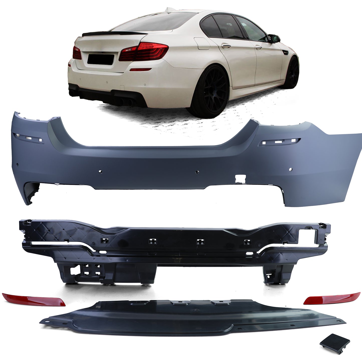 BMW Serie 5 F10 Berlina 09-17 Paraurti posteriore M SPORT sportivo PDC con accessori