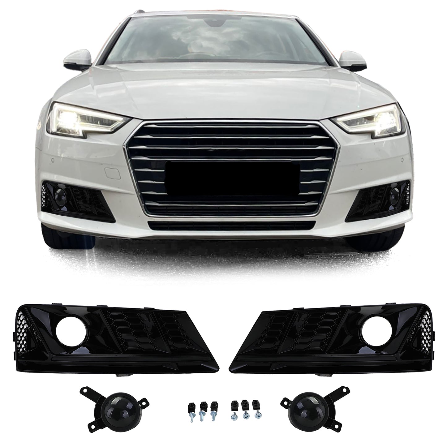 Audi A4 B9 15-19 senza S-Line La copertura lucida del paraurti con griglia a nido d'ape