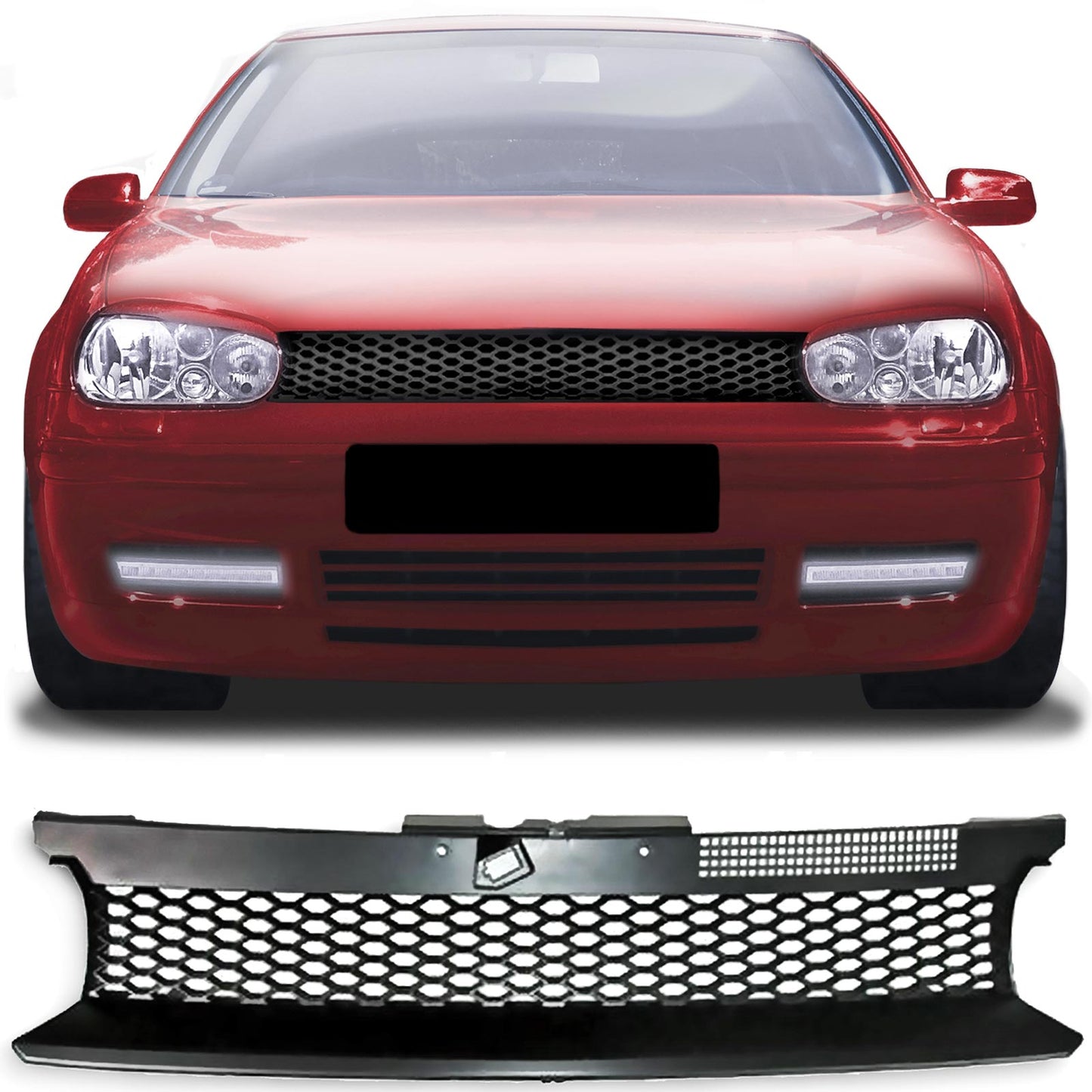 VW Golf 4 Berlina Station Cabrio 97-06 Griglia a nido d'ape senza emblema nera