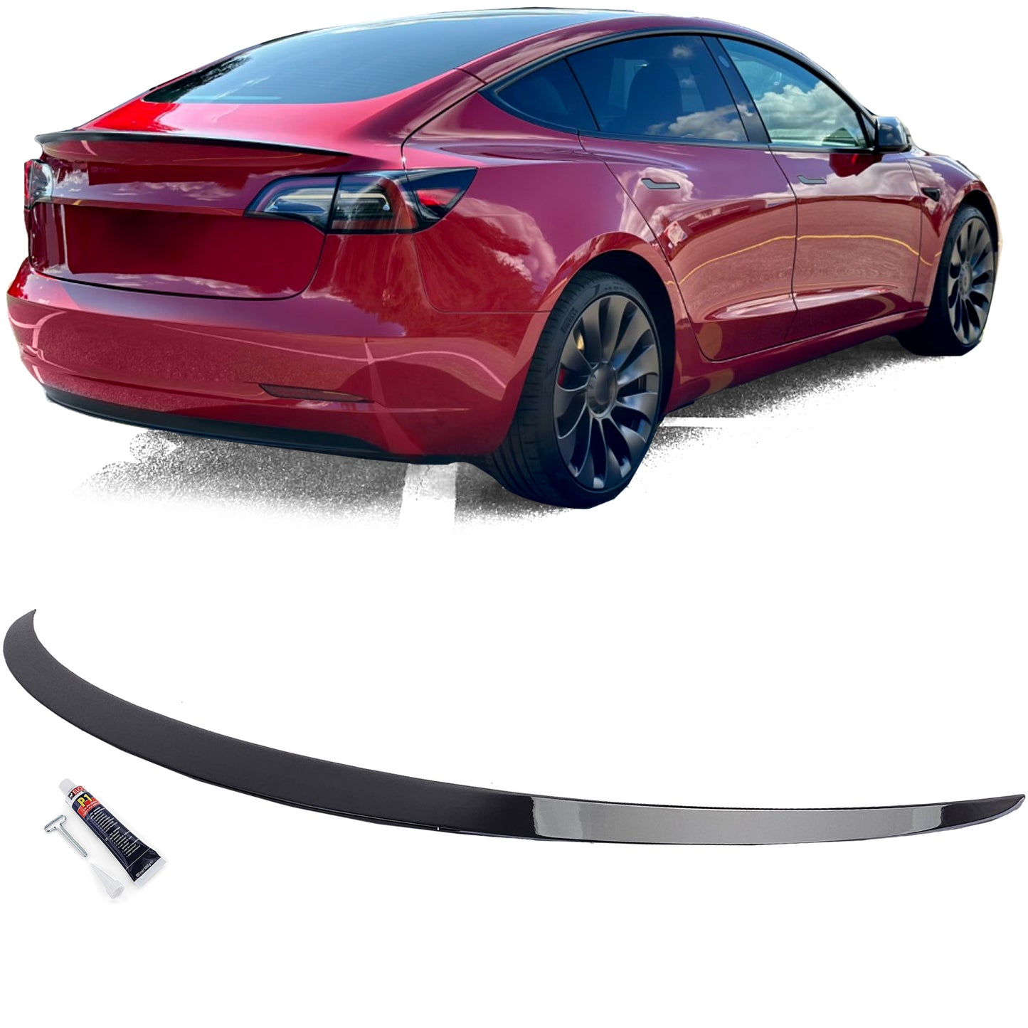 spoiler posteriore nero lucido adatto per Tesla Model 3 dal 2017