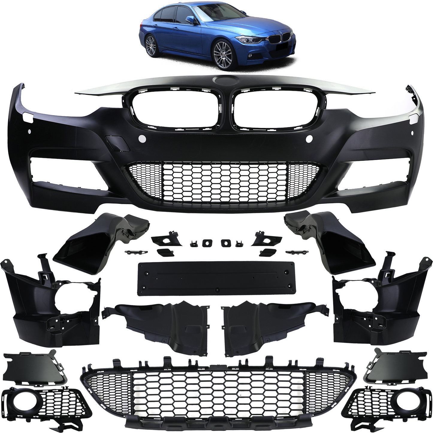 BMW Serie 3 F30 F31 11-19 Paraurti anteriore M Sport completo di accessori