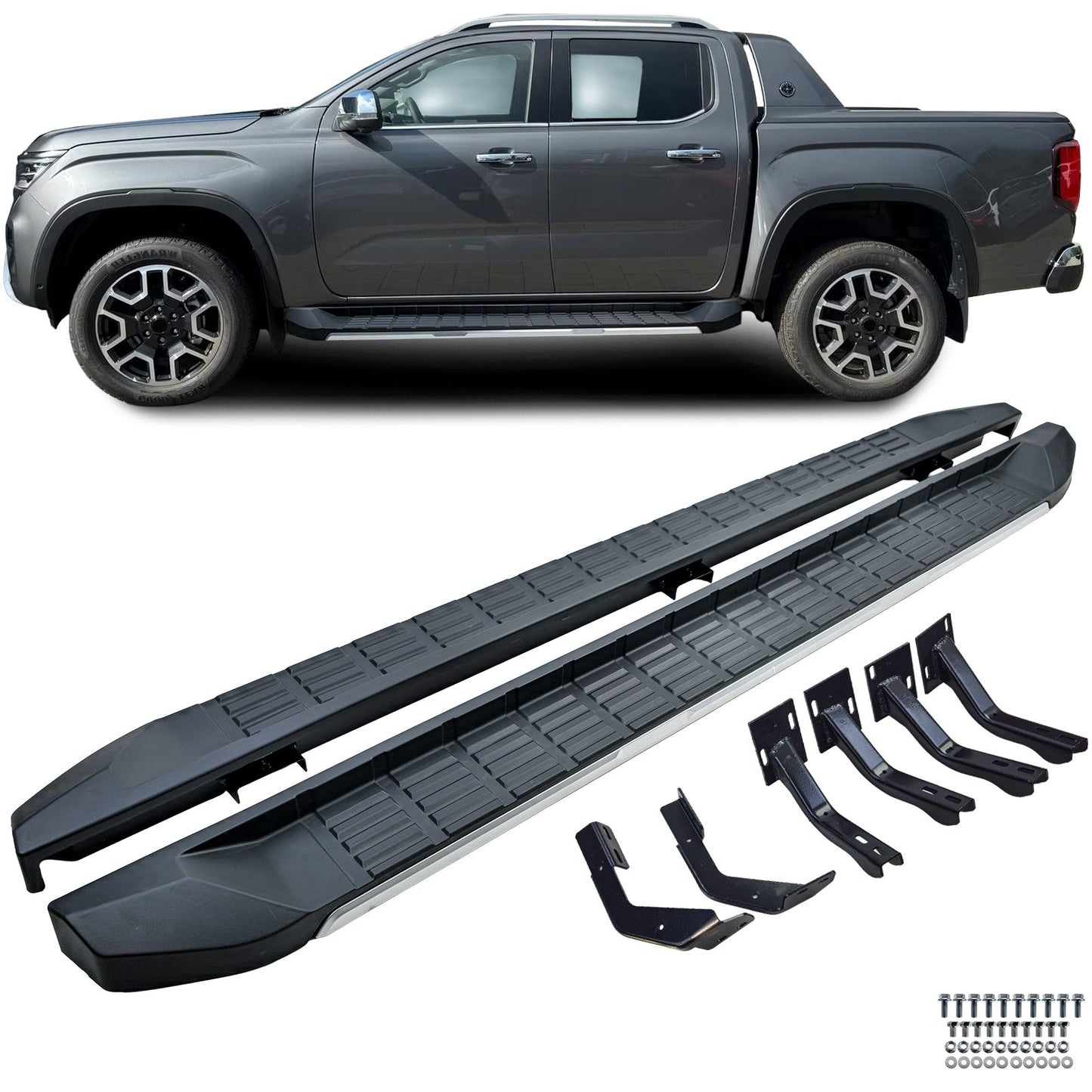 Pedane laterali in alluminio con protezione adatte per VW Amarok 2010-2022