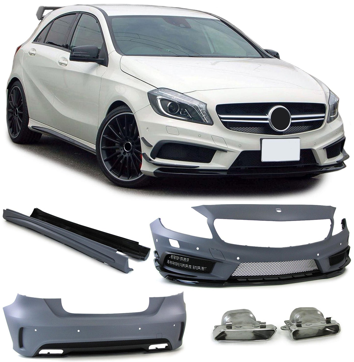 Mercedes A W176 12-19 Bodykit Completo AMG paraurti minigonne + Splitter Anteriore