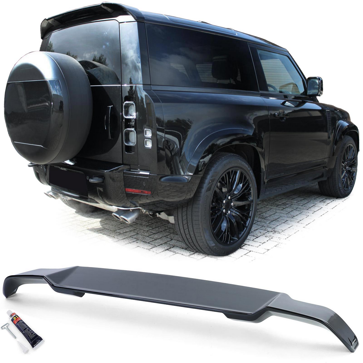 Spoiler tetto posteriore nero lucido per Land Rover Defender L663 90 110