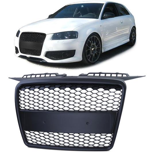 Audi A3 8P 05-08 Griglia sportiva a nido d'ape senza stemma nero opaco