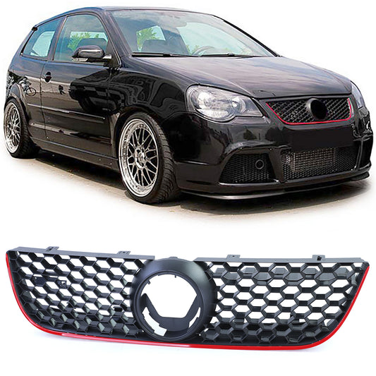 VW Polo 9N3 05-09 anche GTI Griglia sportiva a nido d'ape con bordo rosso