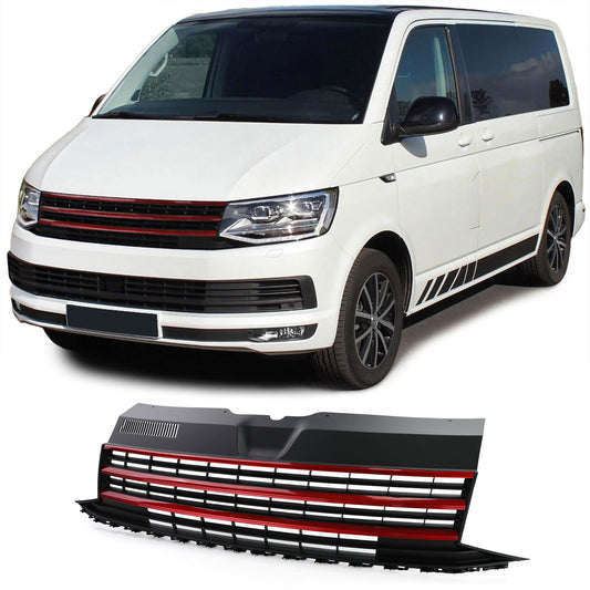 VW T6 Bus Transporter 15-19 Griglia senza badge con barre rosse