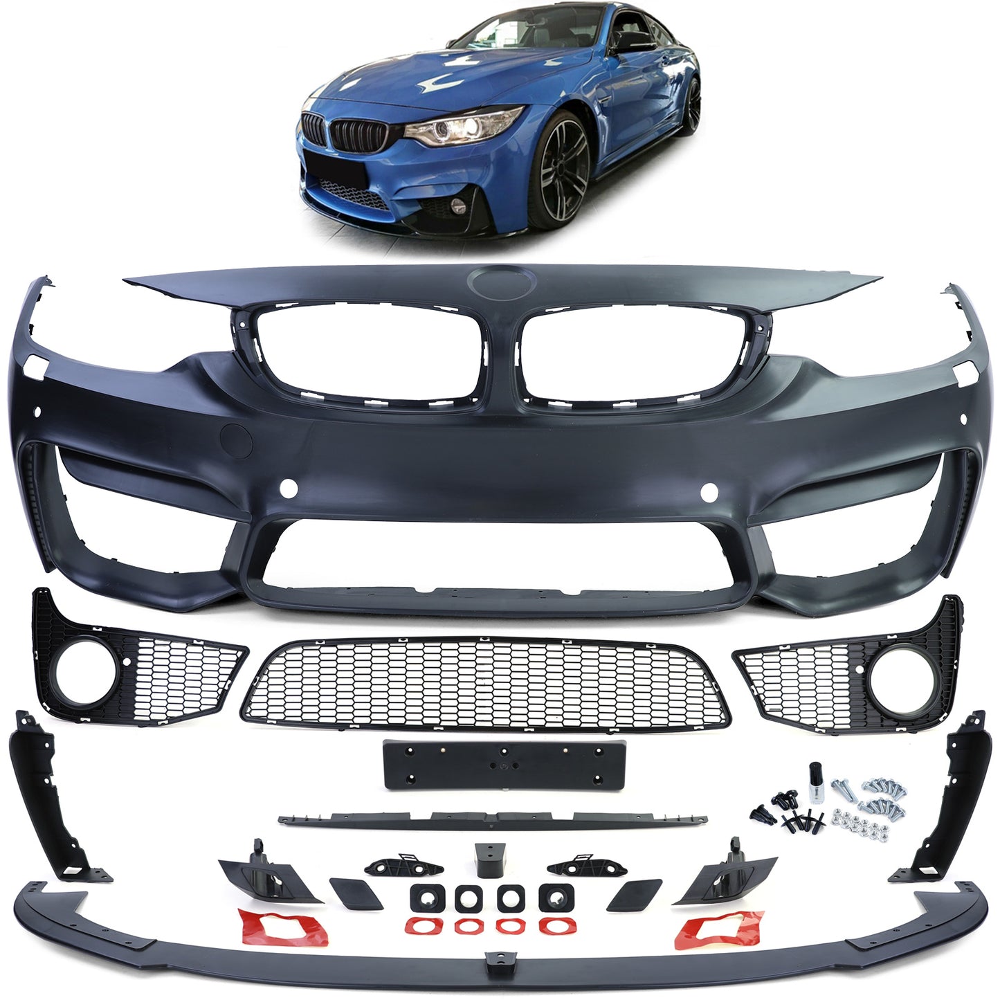 BMW Serie 4 F32 F33 F36 Paraurti M+ labbro dello spoiler performance opaco Completo