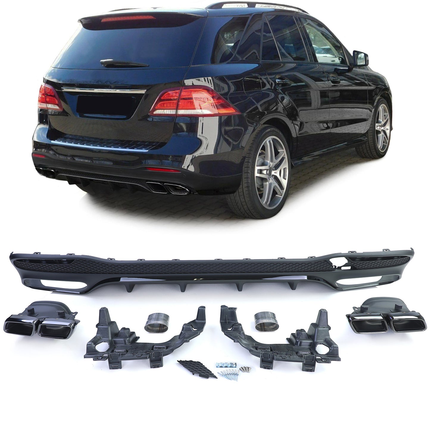 Mercedes GLE W166 15-18 Diffusore posteriore sportivo con doppi terminali neri