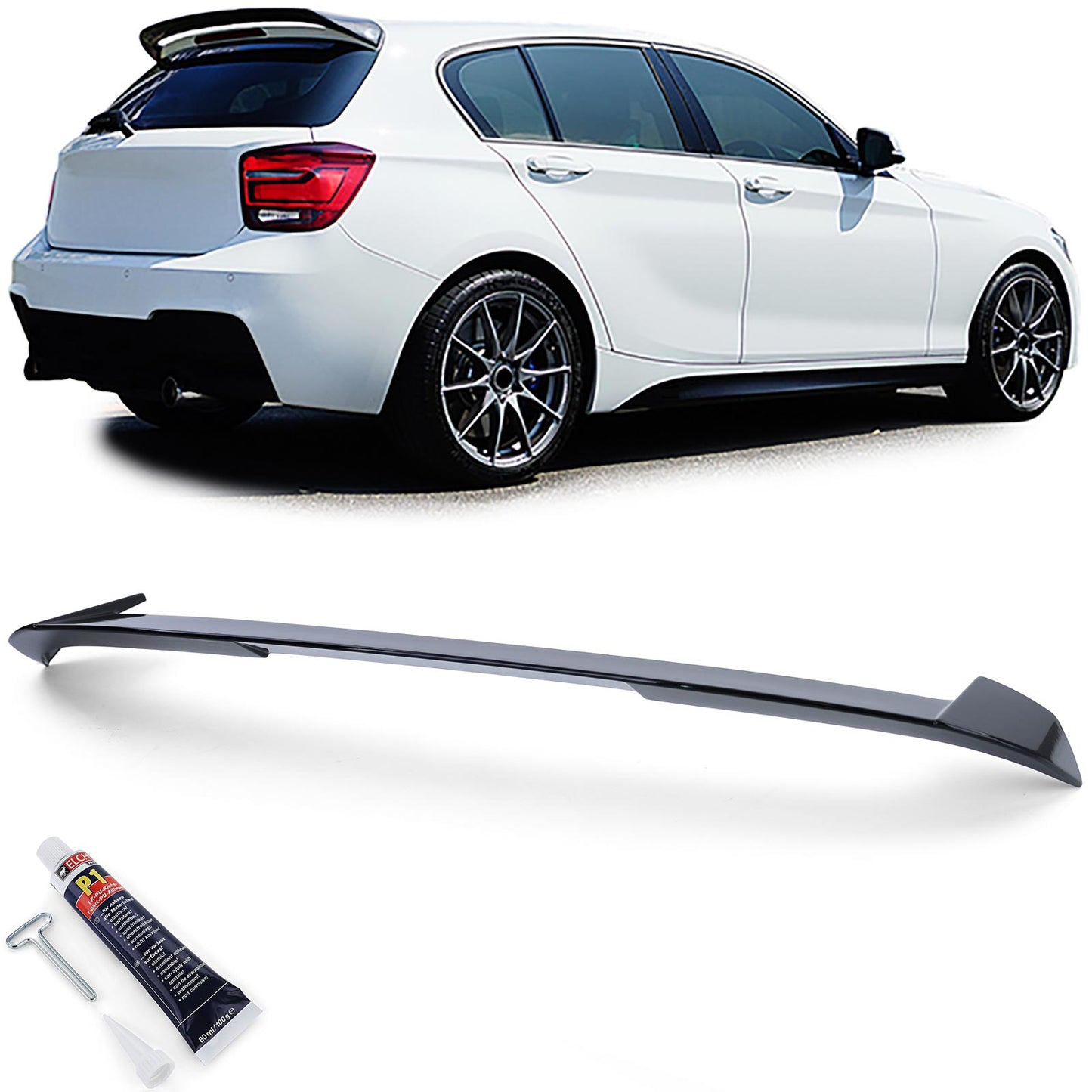 BMW serie 1 F20 F21 pre restyling 11-15 Spoiler tetto sportivo nero lucido