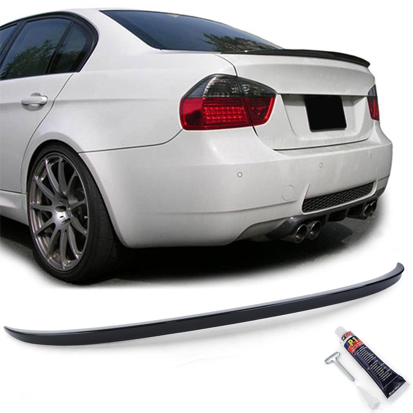 BMW serie 3 E90 berlina 05-11 Spoiler posteriore sportivo nero lucido