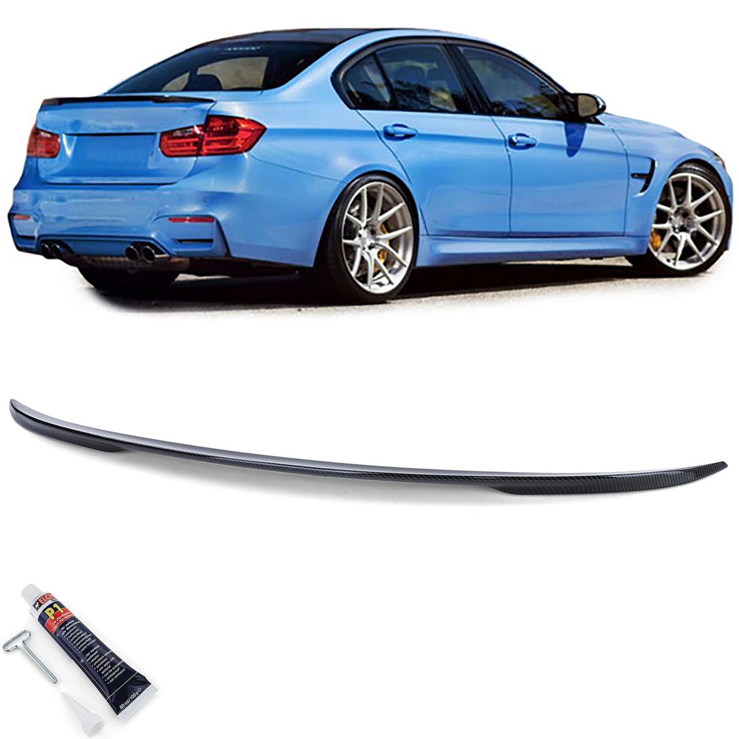 BMW Serie 3 F30 Berlina F80 M3 11-19 Spoiler posteriore sportivo effetto carbonio