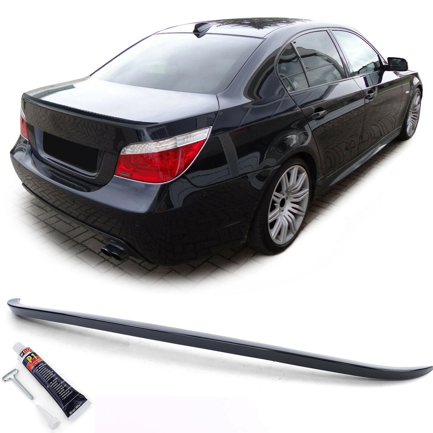 BMW Serie 5 E60 Berlina 03-10 Spoiler posteriore sportivo nero lucido
