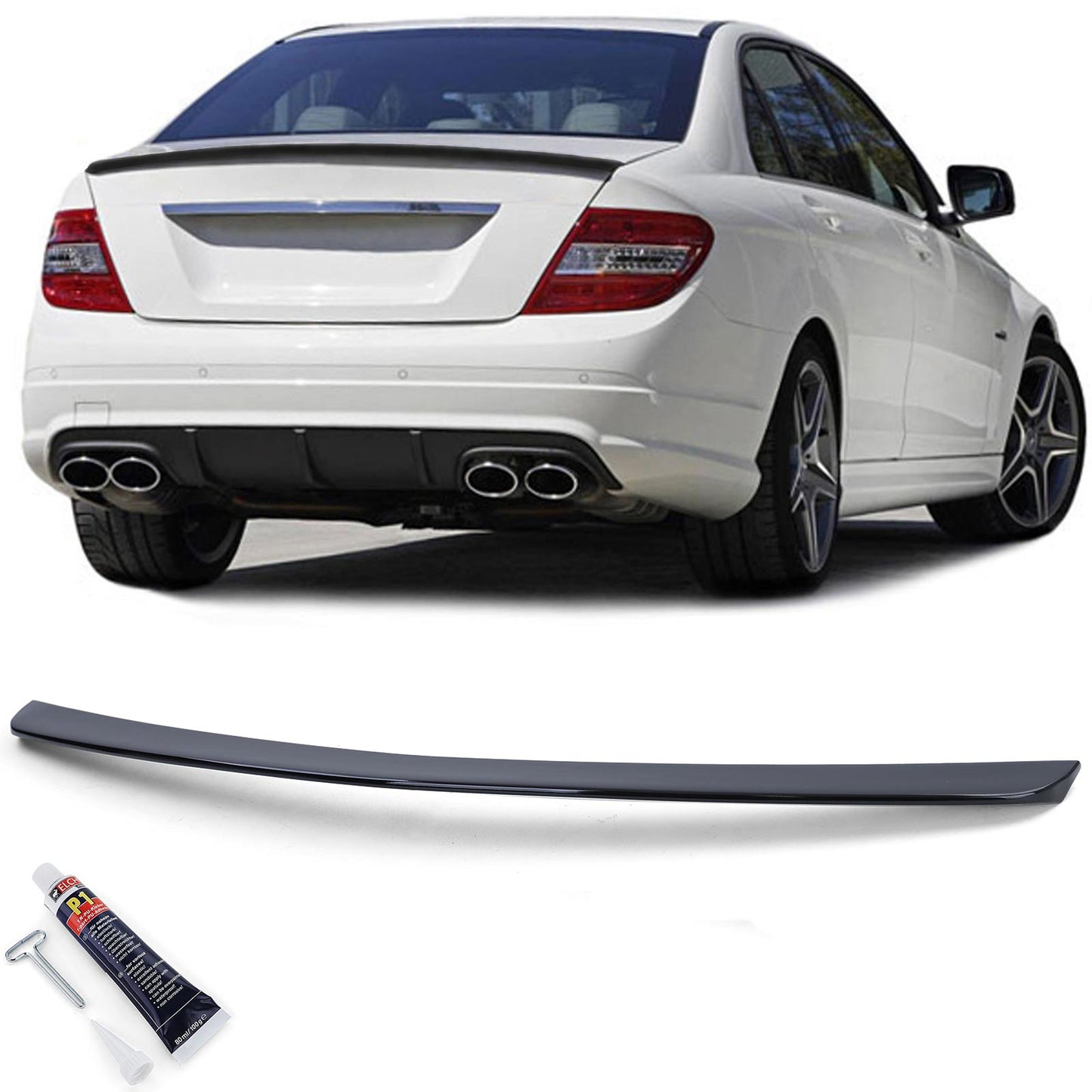 Mercedes classe C W204 berlina 07-14 Spoiler posteriore sportivo nero lucido