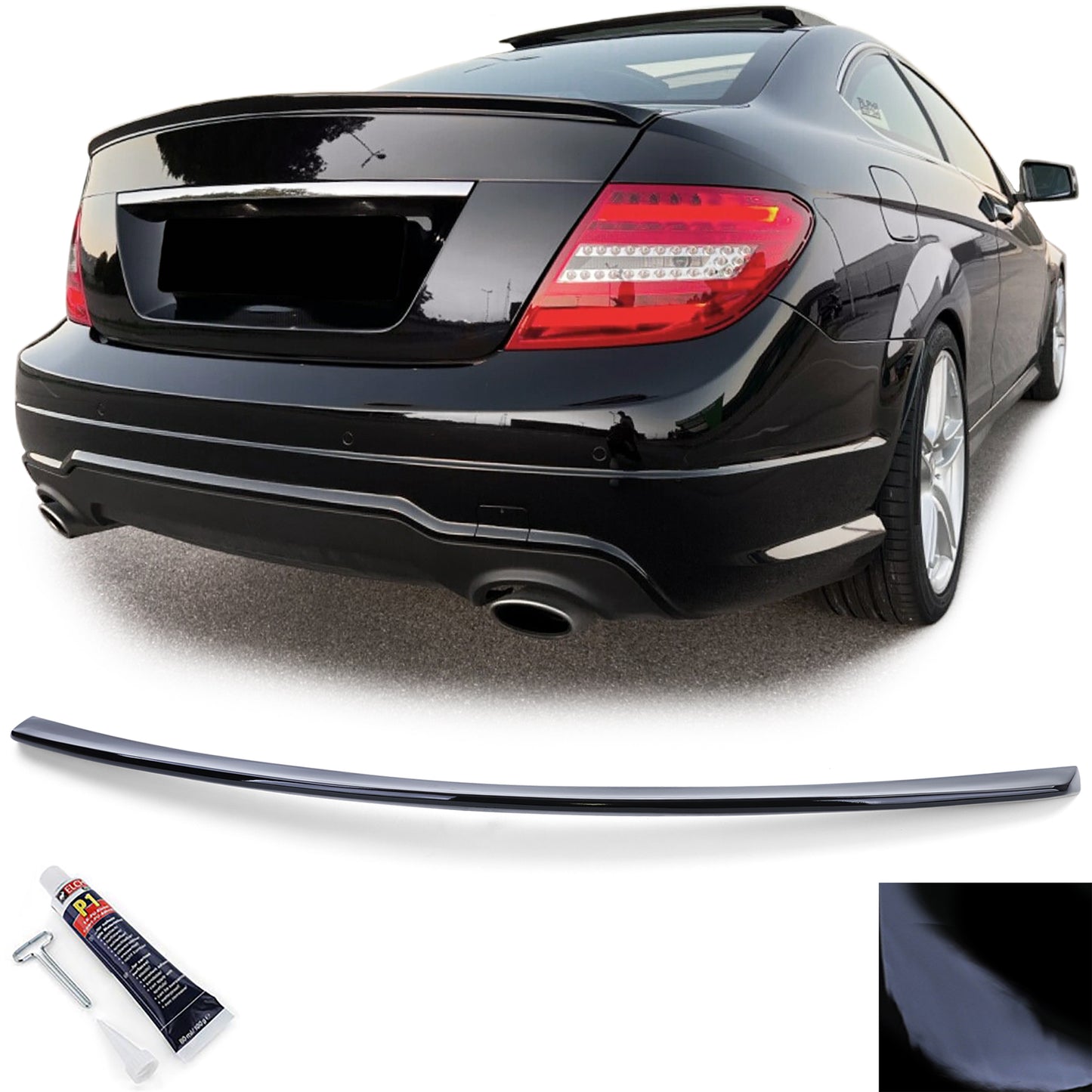 Mercedes Classe C C204 Coupe 11-14 Spoiler posteriore sportivo nero lucido