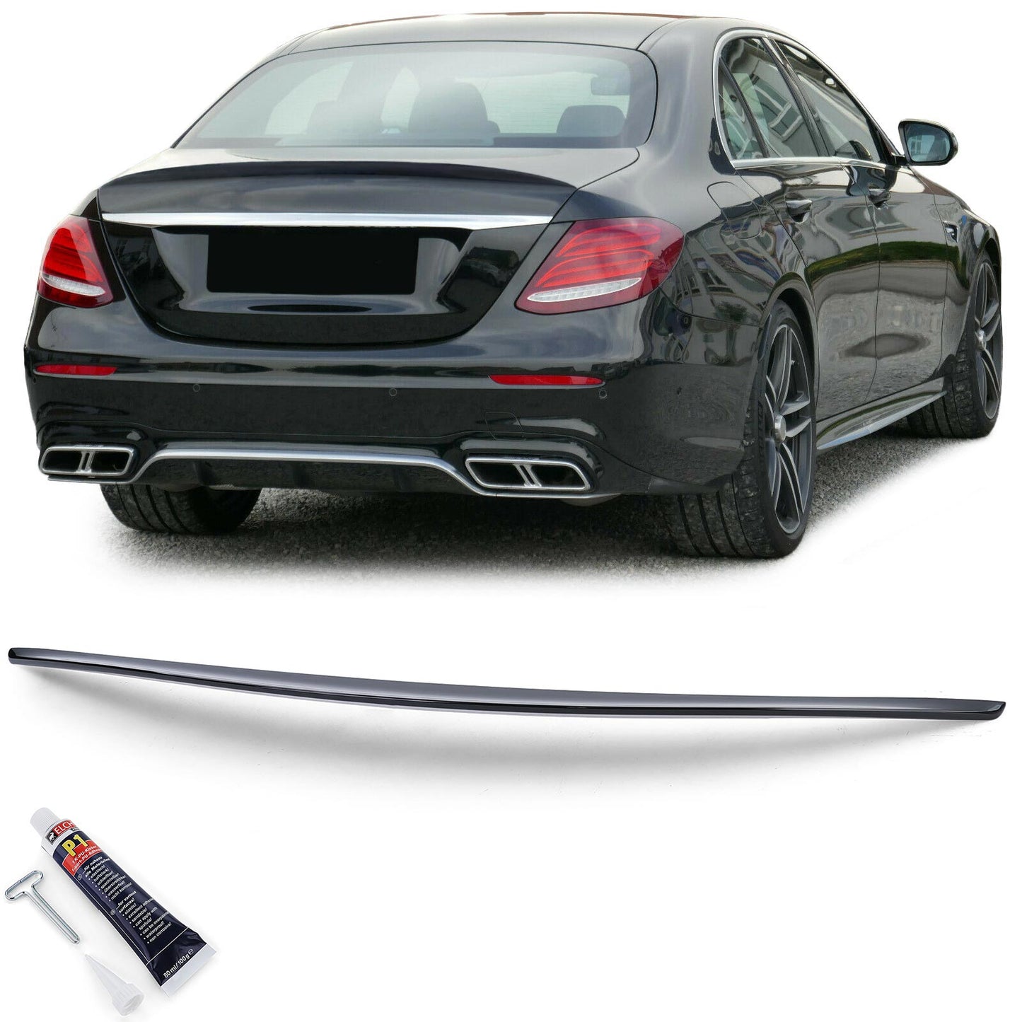 Mercedes E W213 Limousine dal 16 Spoiler posteriore sportivo nero lucido