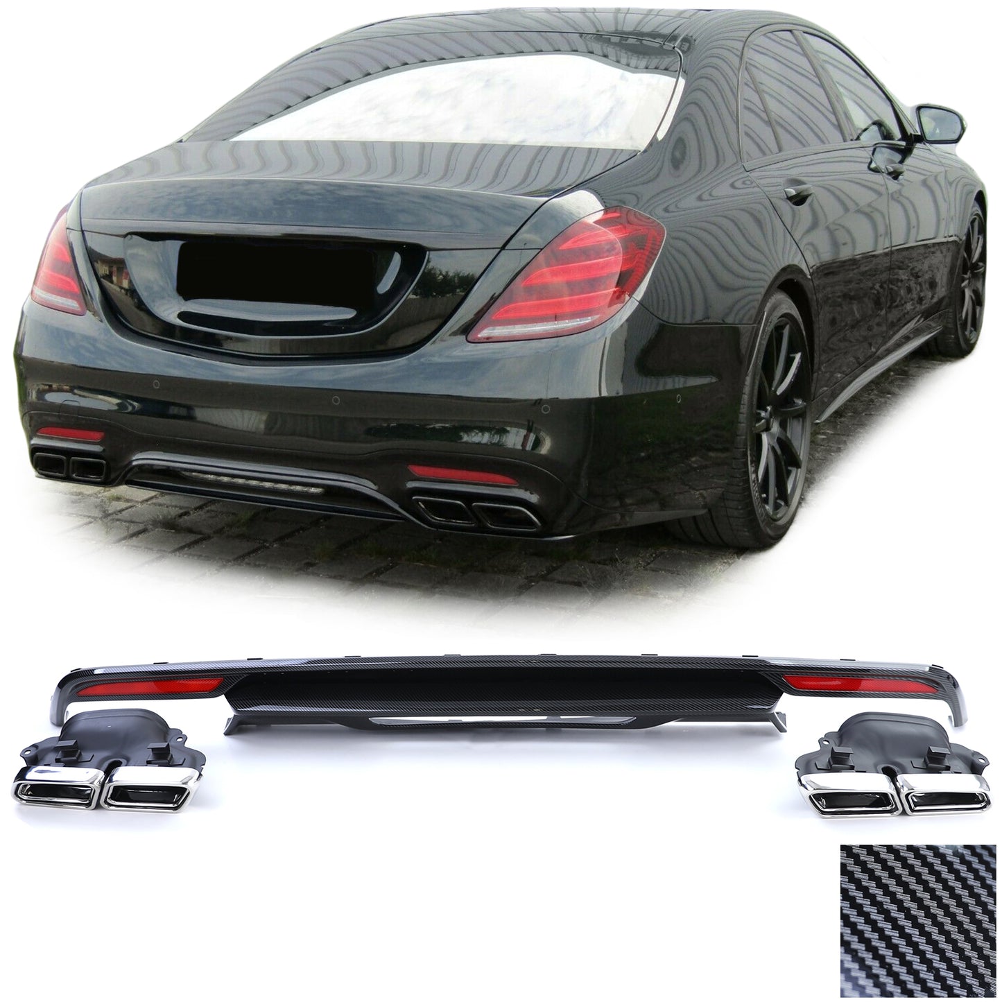 Mercedes classe S W222 13-17 Diffusore posteriore sportivo carbon AMG