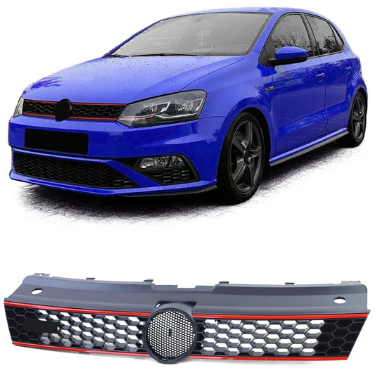 VW Polo 5 6R 6C 09-17 anche GTI Griglia radiatore nero opaco rosso
